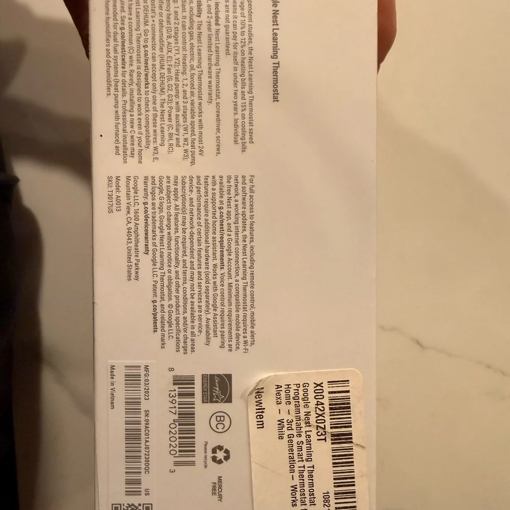 Google Nest Thermostat - White